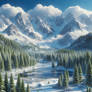 winter nature landscape digital illustration