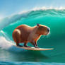 capybara on surfboard