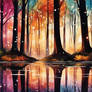 colorful watercolor forest wallpaper