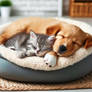 Cat and dog in pet bed digital