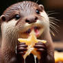 otter holds a star digital illustration