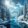 Winter nature scenery snow digital illustration