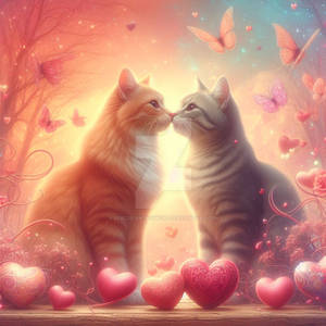 Cats in love digital illustration