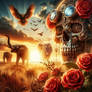 Skull with roses steampunk