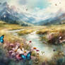 Watercolor nature scenery wallpaper