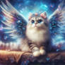 Dreamy cute cat colorful magic wings