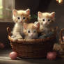 kittens in basket cute animals portrait