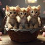 kittens in basket cute animals portrait