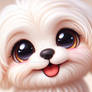 maltese smiling puppy digital art