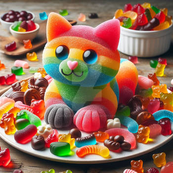 cat made out of gummies