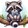 sweet raccoon with bow 3D HD