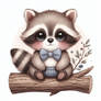 sweet raccoon with bow 3D HD