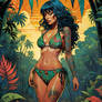 bikini lady in jungle digital art