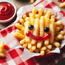 cute fries with ketchup