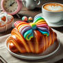 croissant with rainbow bow digital art food