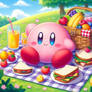 kirby at a picnic digital art