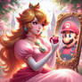 princess peach in love 3D art portrait