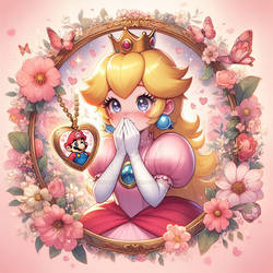 princess peach in love 3D art portrait