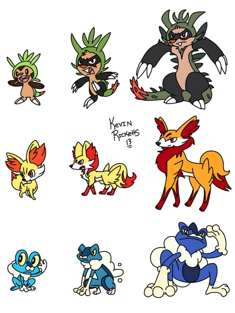 Pokemon X and Y starters evolution fan art - 9GAG