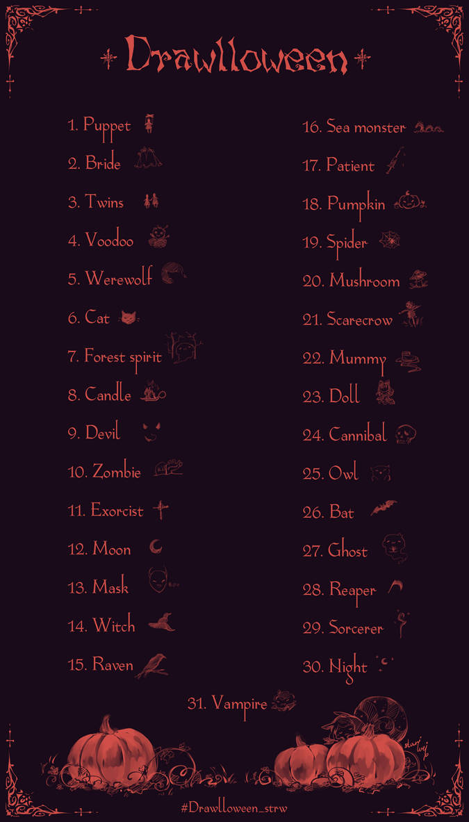 Drawlloween 2025 List