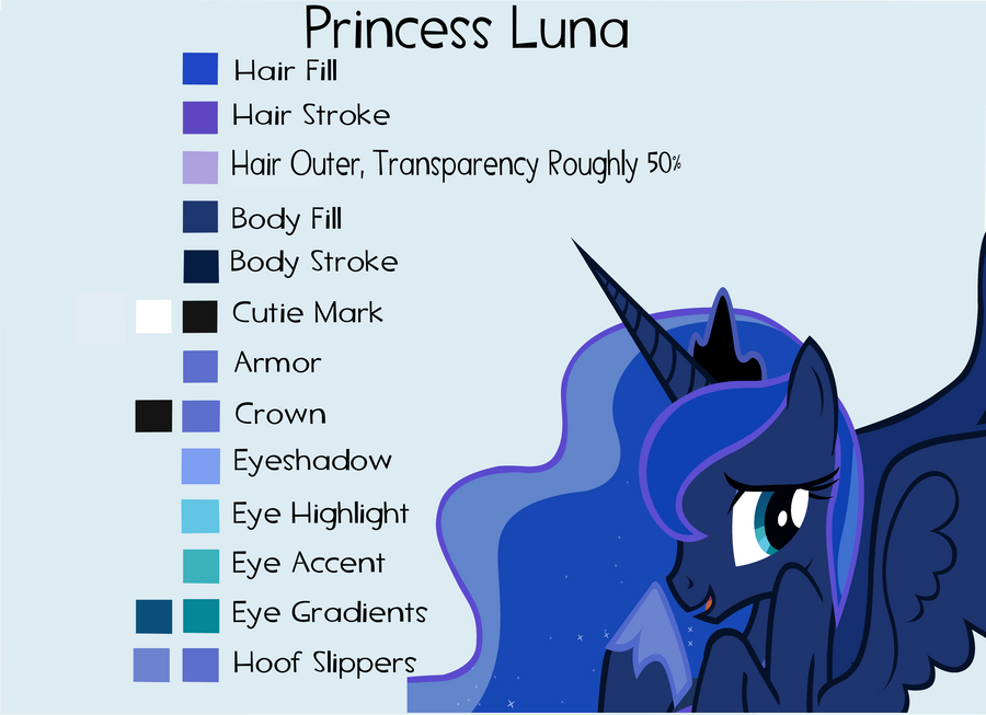 Princess Luna Colorguide Season 2 by hokutto on DeviantArt