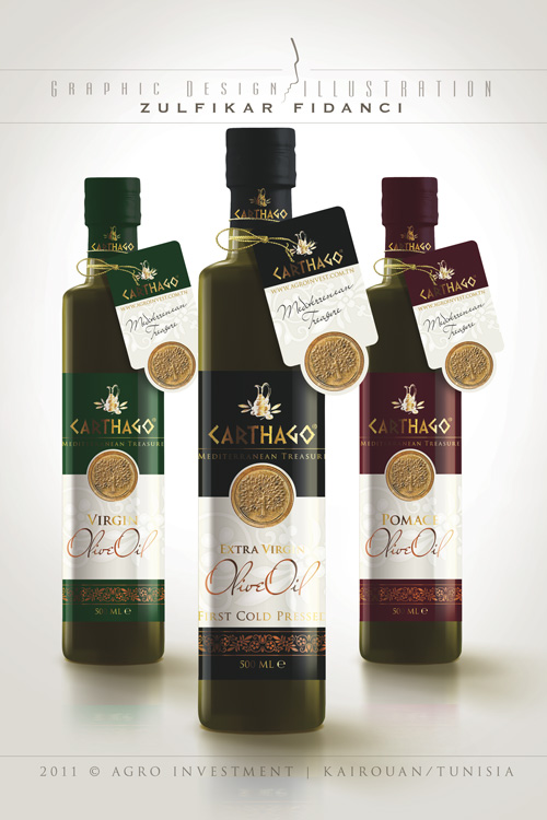 Label design for Carthago Oliveoil