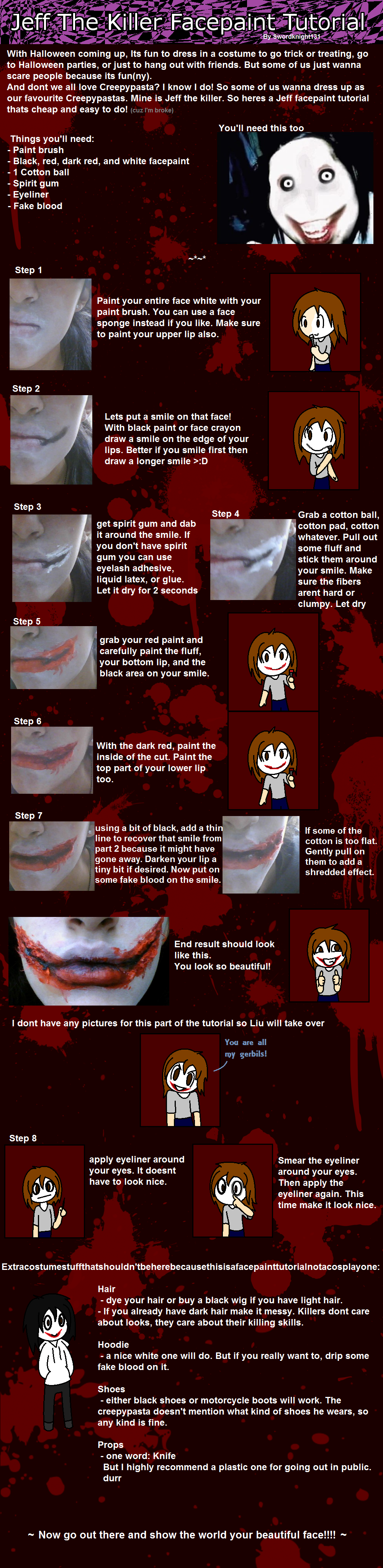 Epic Jeff the killer facepaint tutorial