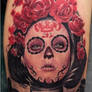 Mexican Death Mask Rose Tattoo