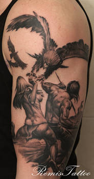 warrior girl eagle tattoo