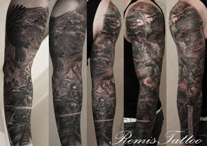 warrior sleeve tattoo