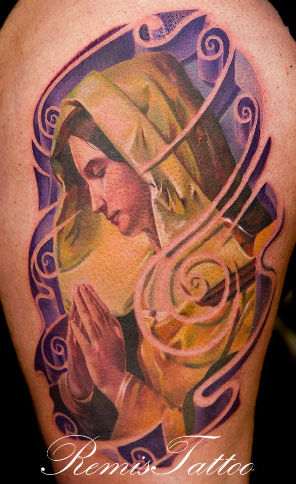 color virgin mary tattoo