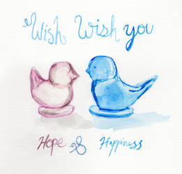 Pink Hope and Bluebird Happiness Glass Birds