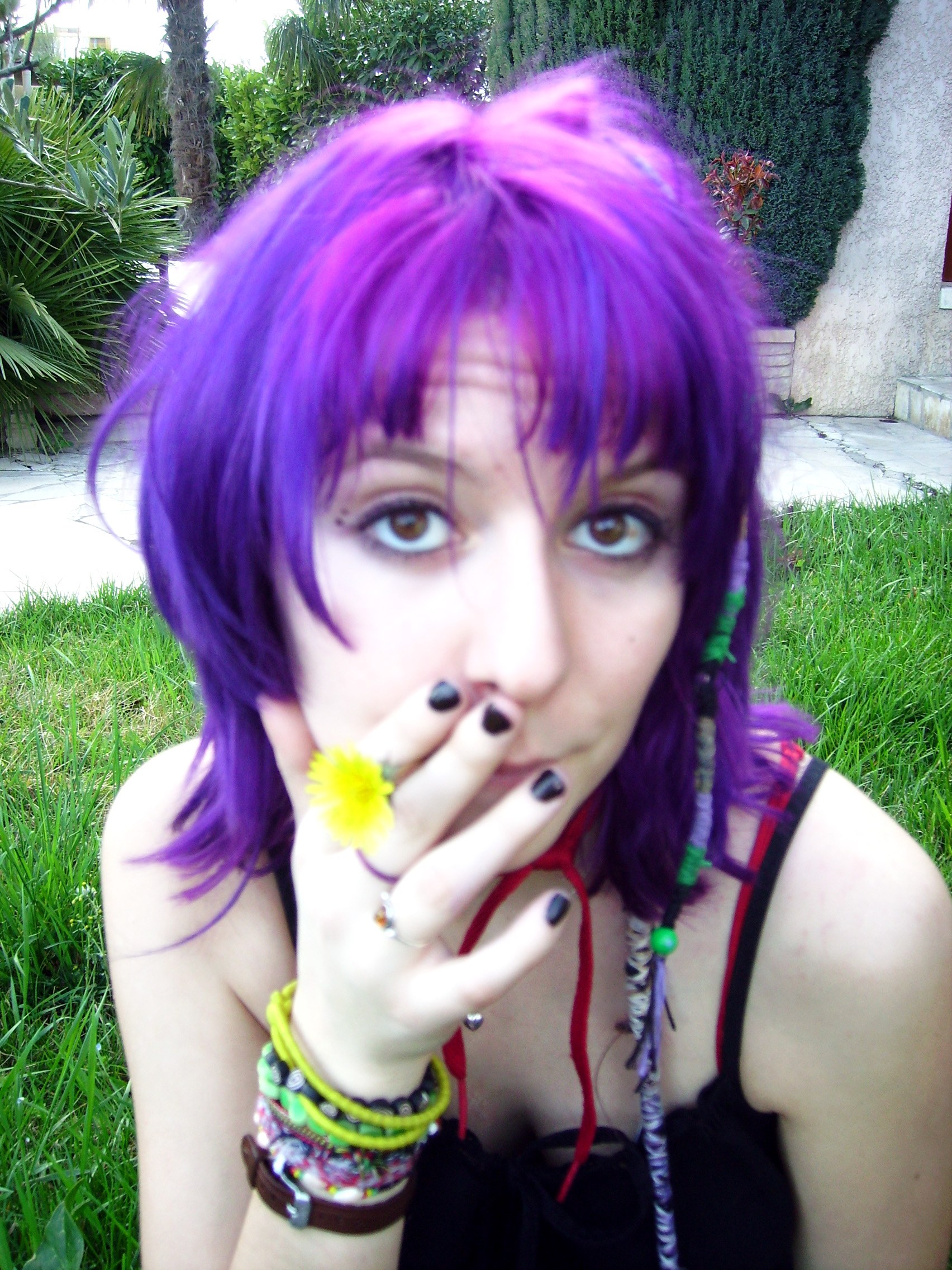 Purple-haired.