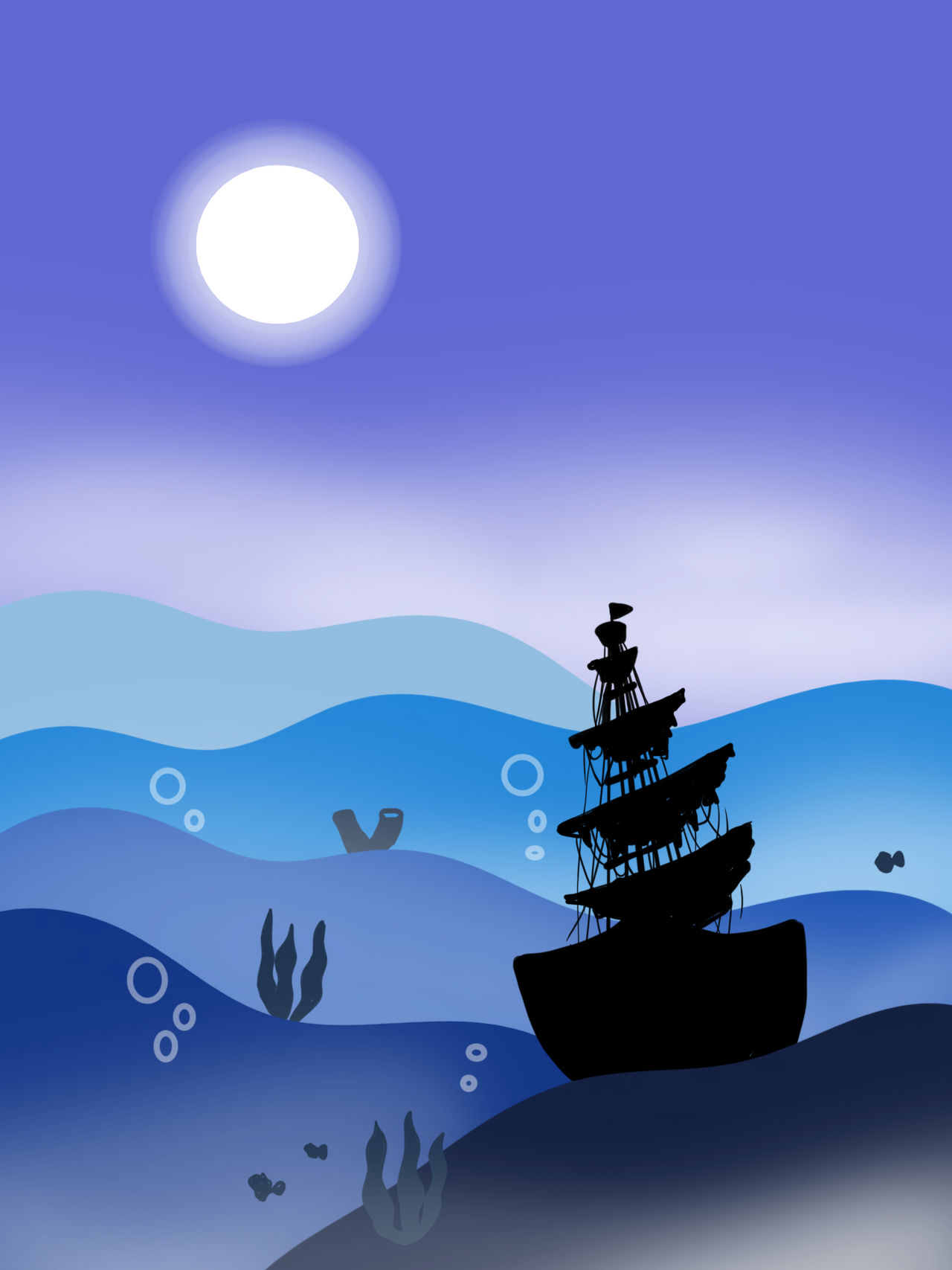 Shipwreck at the deep sea by Enggarika on DeviantArt