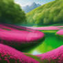 Pink And Green Landscape