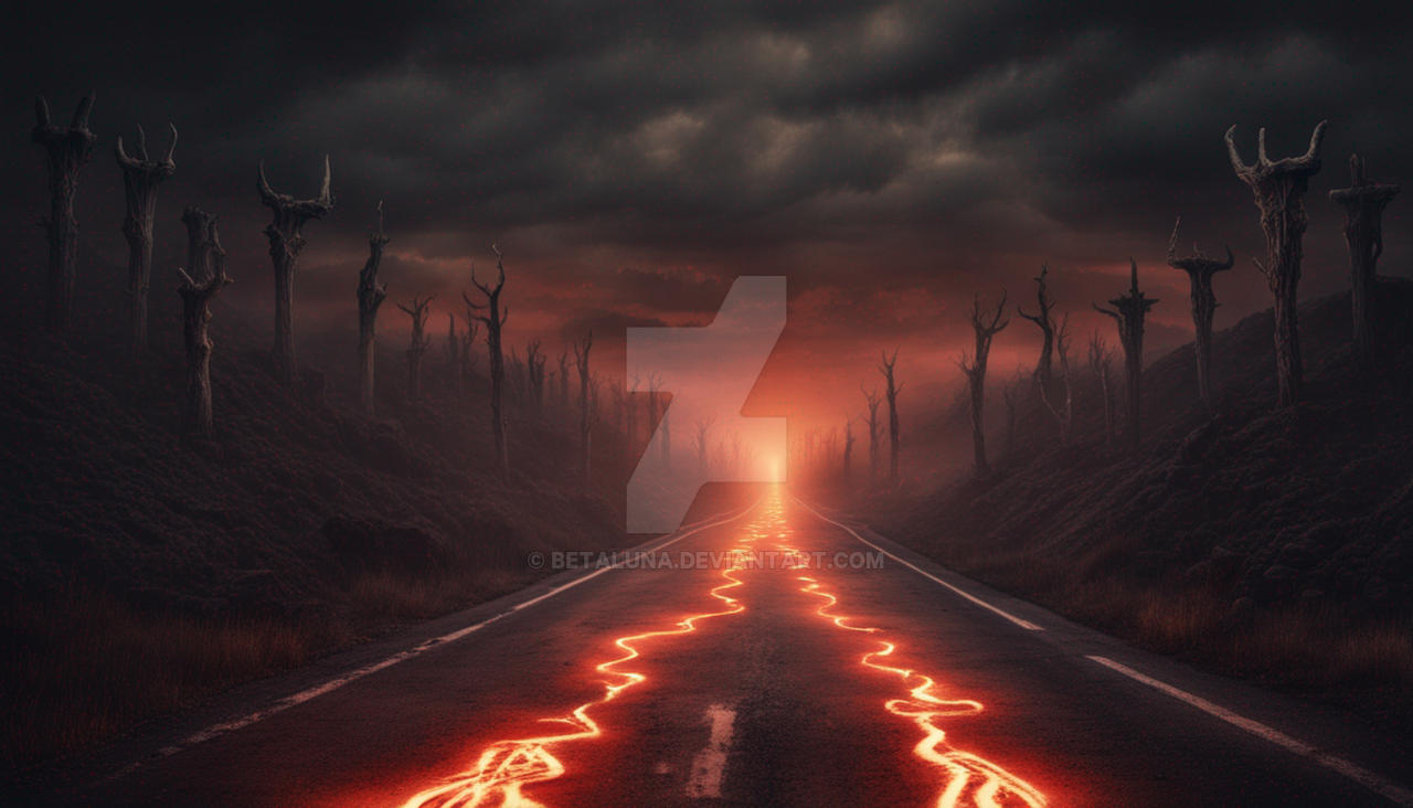 Creepy Highway To Hell, Horror, Glowing Runes
