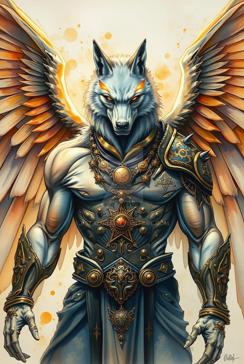 A muscular winged werewolf