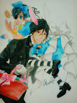 Ciel and Sebby in Wonderland