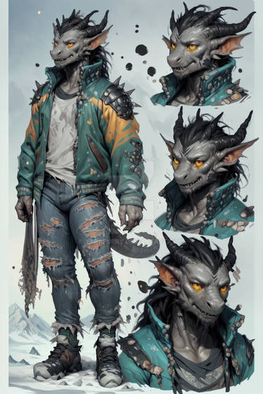 [OPEN] Original Unique Anthro Gray Dragon