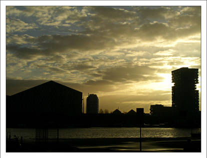 cityscape at sunset