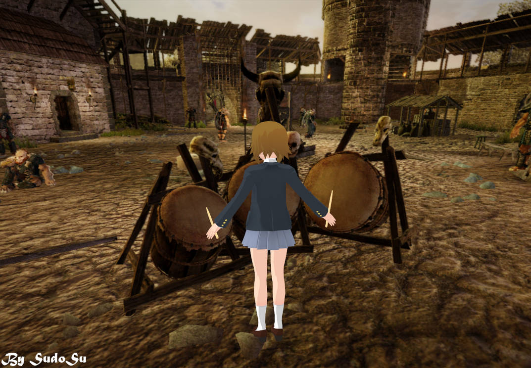 Ritsu trying her new drum set by husudosu on DeviantArt