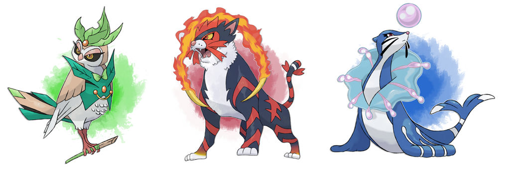 SunMoon Starter Evolutions by DevilDman on DeviantArt