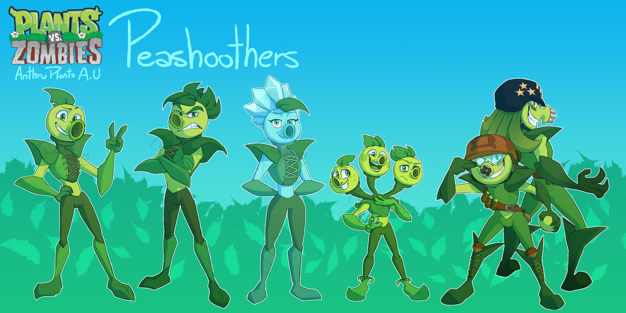 Anthro Plants AU - Peashooters Designs by BereDolly on DeviantArt
