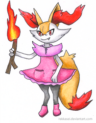 Braixen with a raincoat