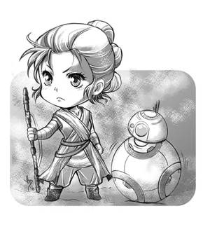 Chibi Rey and BB-8 Star Wars