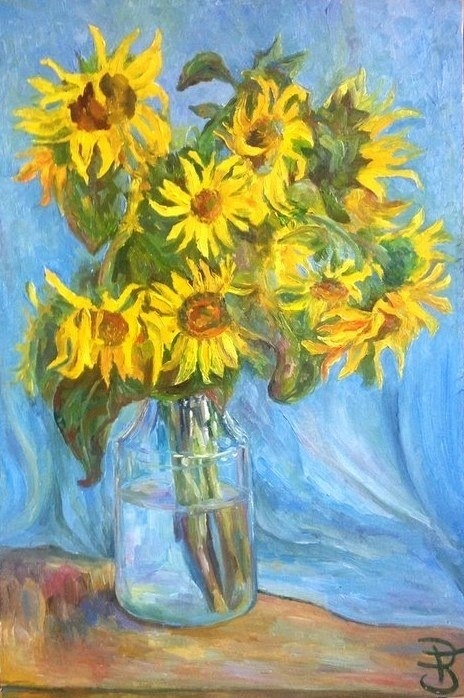 Sunflowers in Blue