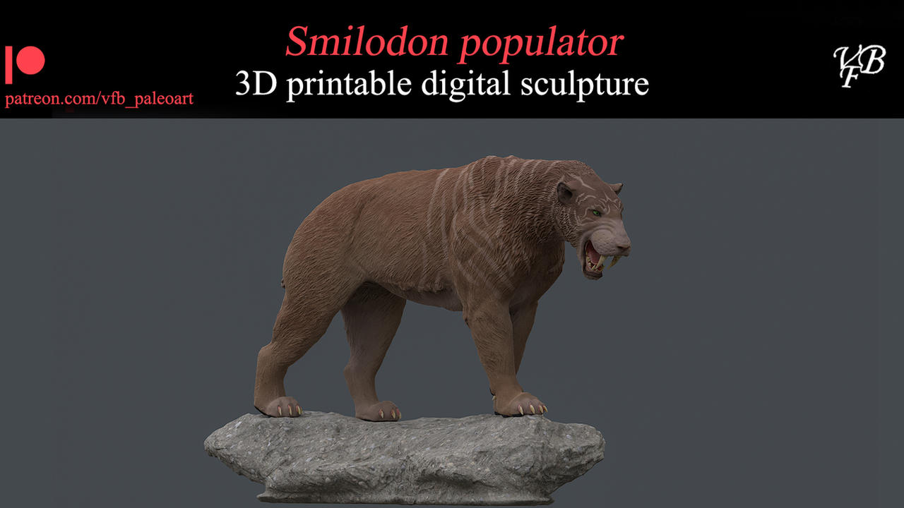 Smilodon populator for 3D printing by VitoFabrizioBrugnola on DeviantArt