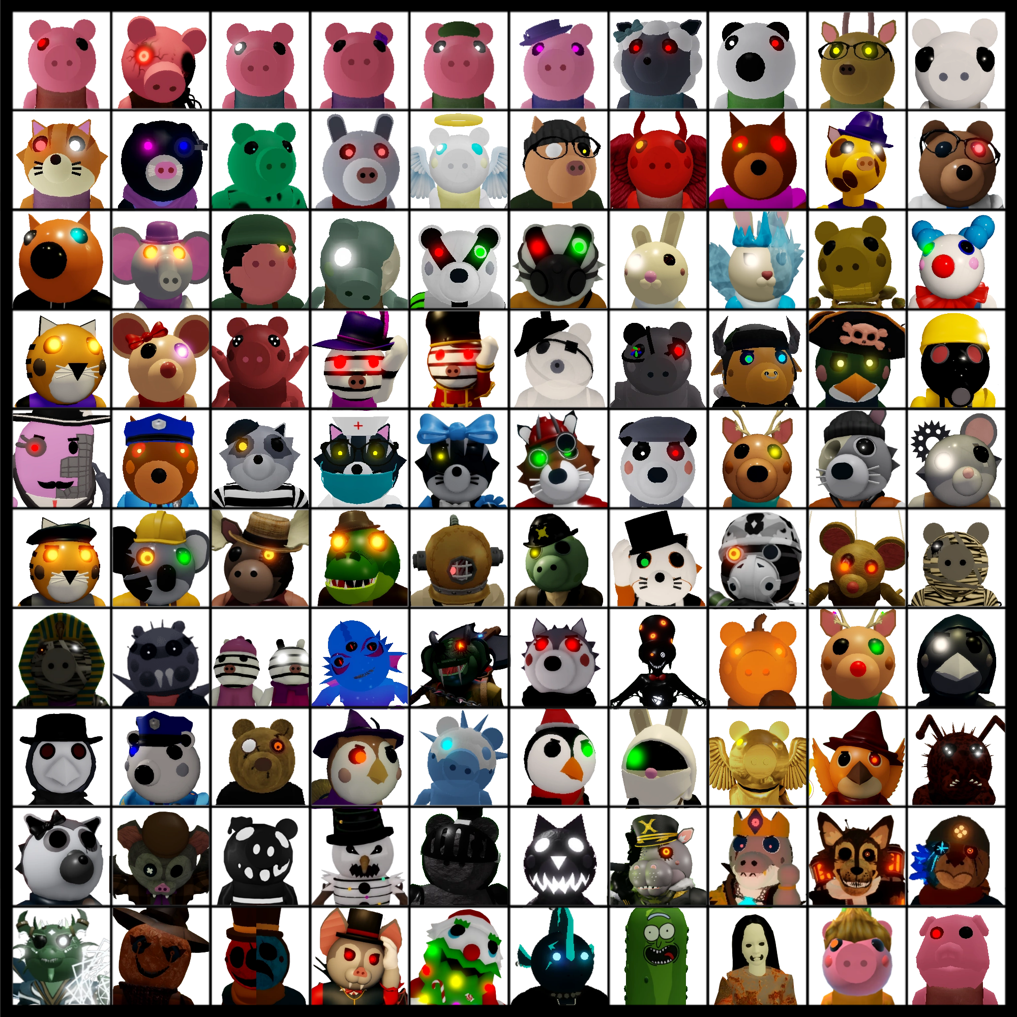 all Piggy skin heads by Heterodontosaurus on DeviantArt