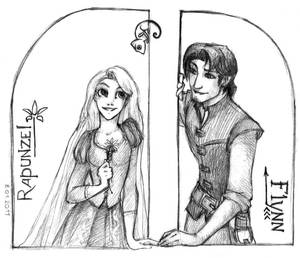 Rapunzel and Flynn and Pascal