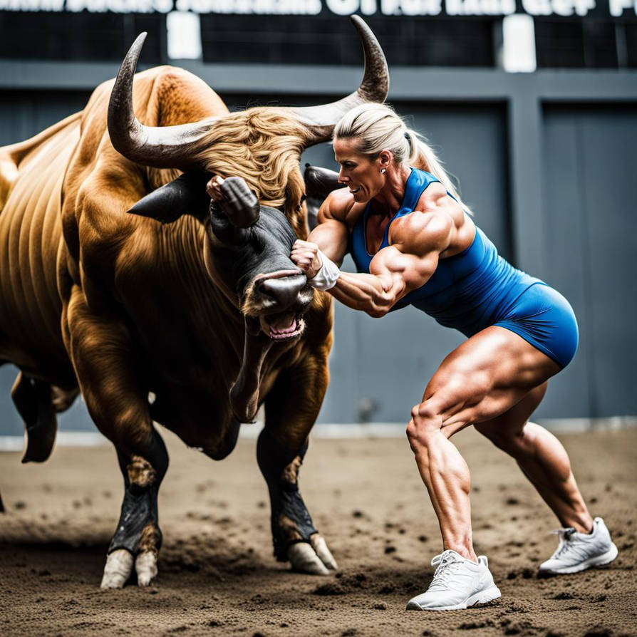 Muscular Ruth Female bodybuilder wrestling bull by presarioman on DeviantArt